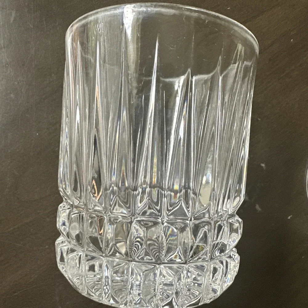Set Of 2 MCM Crystal Heritage Double Old Fashion Glasses Bar Heavy Bottom